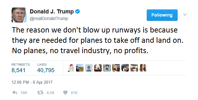 trump tweet runways